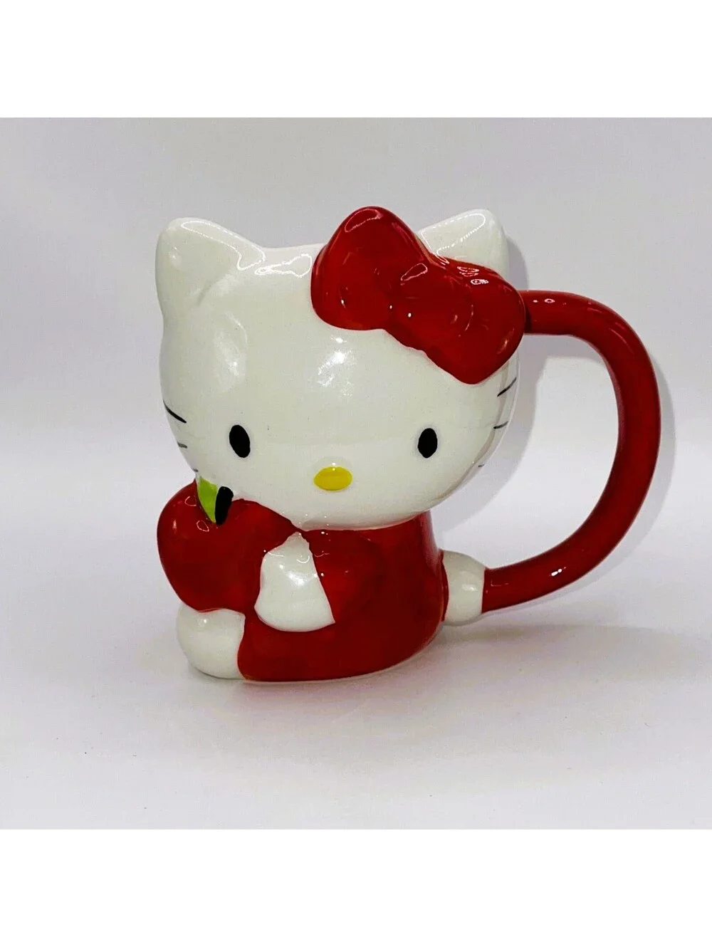Sanrio Hello Kitty Red Bow & Apple Sculpted Ceramic Mug 12oz